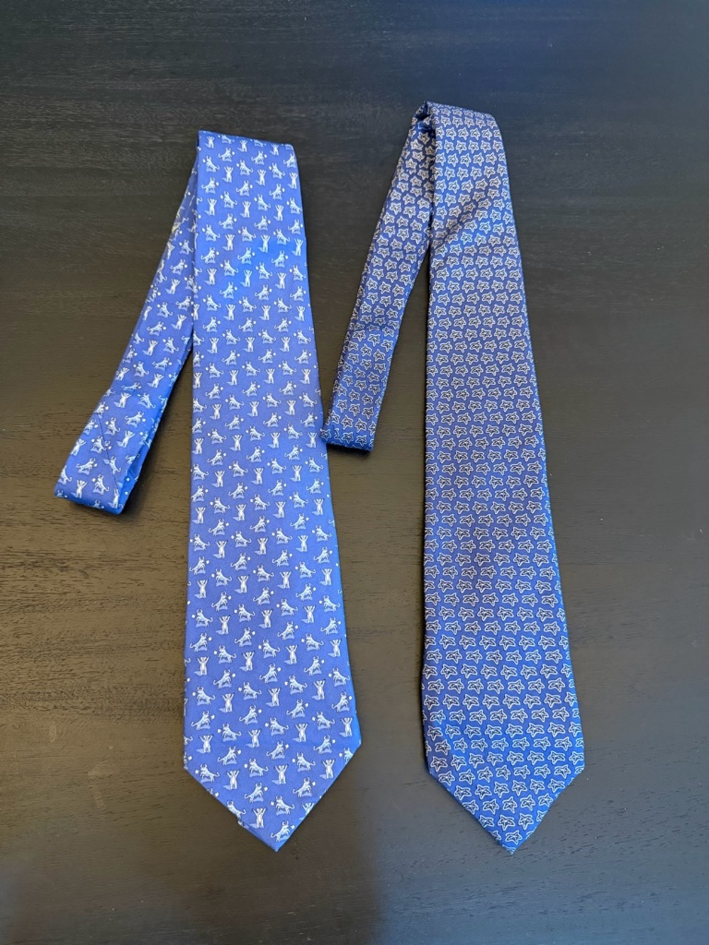 Vineyard Vines Silk Ties- Blue Bull & Bear Stock Market and Blue Shellfish